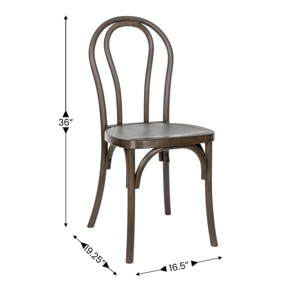 Dark Brown |#| Indoor/Outdoor Commercial Grade Wood Look Resin Thonet Style Chair in Dark Brown