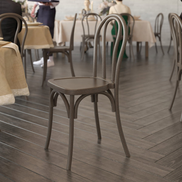 Dark Brown |#| Indoor/Outdoor Commercial Grade Wood Look Resin Thonet Style Chair in Dark Brown