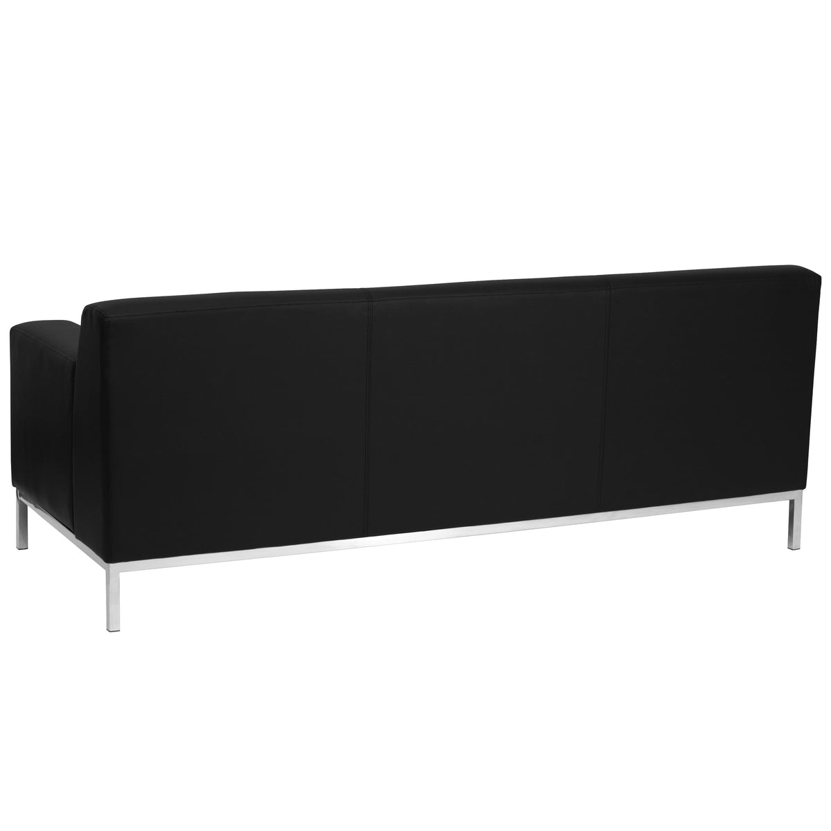 Black LeatherSoft Sofa w/Line Stitching &Integrated Stainless Steel Frame