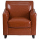 Cognac |#| Cognac LeatherSoft Chair with Clean Line Stitched Frame - Reception Seating