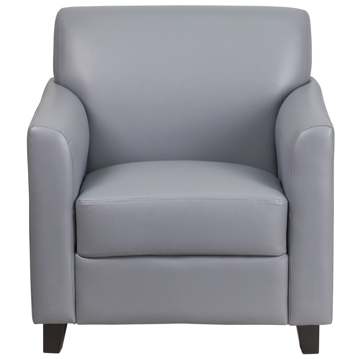 Gray |#| Gray LeatherSoft Chair with Clean Line Stitched Frame - Reception Seating