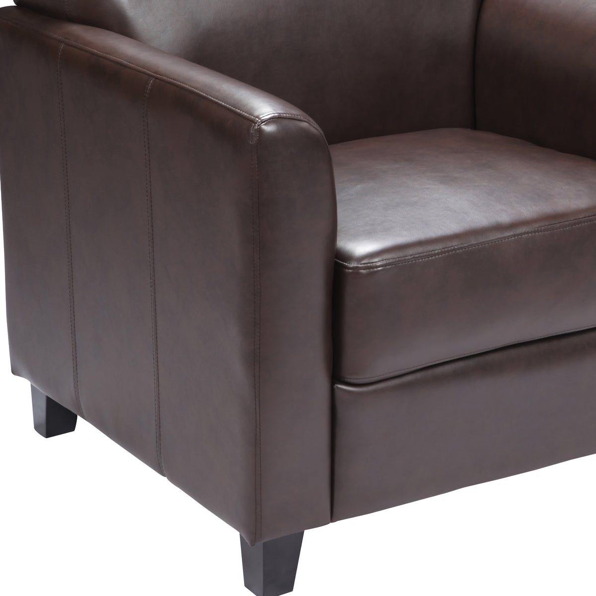 Brown |#| Brown LeatherSoft Chair with Clean Line Stitched Frame - Reception Seating