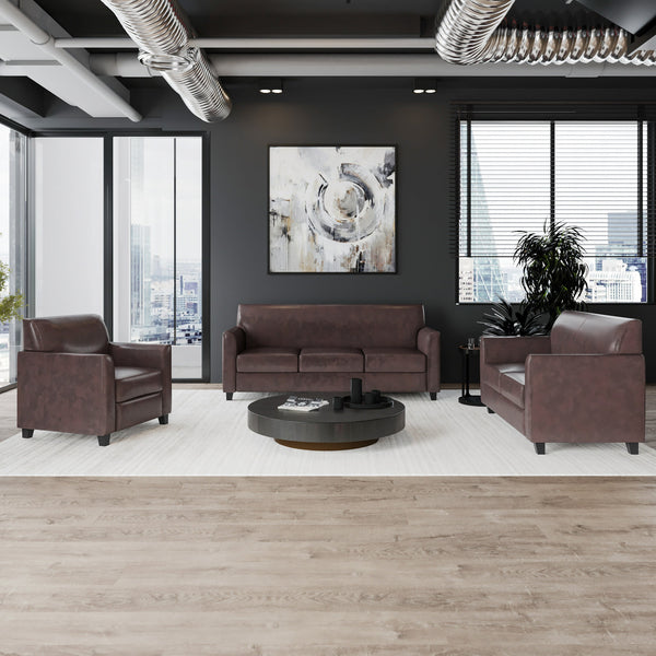 Brown |#| Reception Set in Brown with Clean Line Stitched Frame - Hospitality Seating