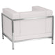 Melrose White |#| White LeatherSoft Modular Chair with Quilted Tufted Seat and Encasing Frame