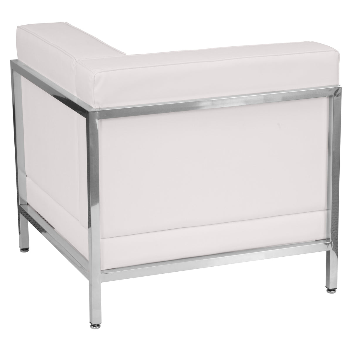 Melrose White |#| White LeatherSoft Modular Right Corner Chair with Quilted Tufted Seat