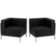 Black |#| Black LeatherSoft 2 Piece Modular Corner Chair Set with Taut Back and Seat
