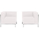 Melrose White |#| White LeatherSoft 2 Piece Modular Corner Chair Set with Taut Back and Seat