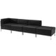 Black |#| Black LeatherSoft 4 Piece Modular Chair & Ottoman Set w/Taut Back &Seat