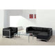 5 Piece Black LeatherSoft Modular Sectional & Chair - Stainless Steel Legs