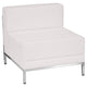 White LeatherSoft Modular Sofa, Chair & Ottoman Set with Taut Back and Seat