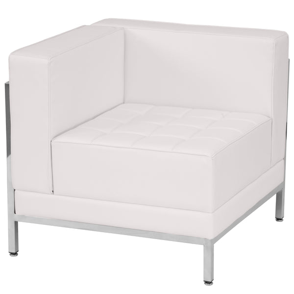 12 Piece White LeatherSoft Modular Sofa, Lounge & Ottoman Set
