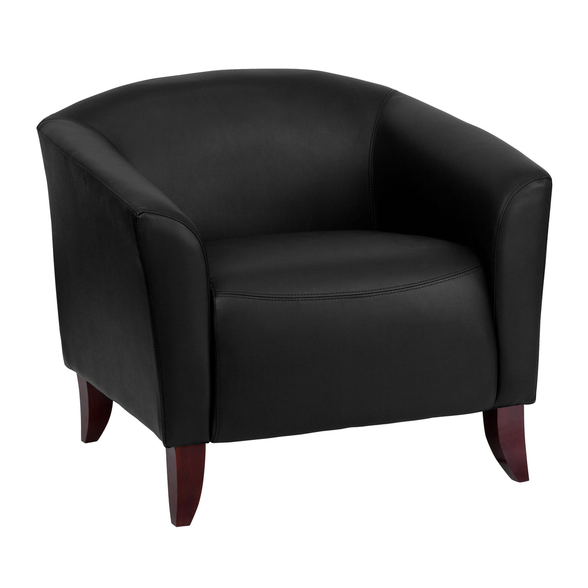 Black |#| Black LeatherSoft Chair with Cherry Wood Feet - Lobby or Guest Seating