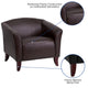 Brown |#| Brown LeatherSoft Chair with Cherry Wood Feet - Lobby or Guest Seating