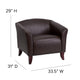 Brown |#| Brown LeatherSoft Chair with Cherry Wood Feet - Lobby or Guest Seating