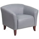 Gray |#| Gray LeatherSoft Chair with Cherry Wood Feet - Lobby and Guest Seating