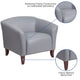 Gray |#| Gray LeatherSoft Chair with Cherry Wood Feet - Lobby and Guest Seating