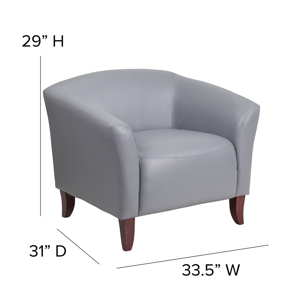 Gray |#| Gray LeatherSoft Chair with Cherry Wood Feet - Lobby and Guest Seating