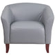 Gray |#| Gray LeatherSoft Chair with Cherry Wood Feet - Lobby and Guest Seating