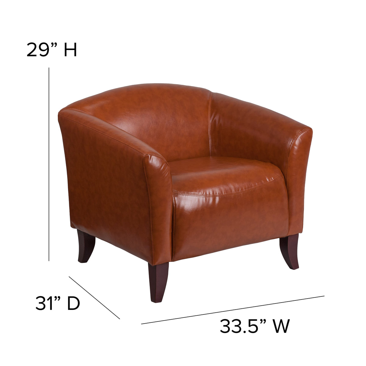 Cognac |#| Cognac LeatherSoft Chair with Cherry Wood Feet - Lobby & Guest Seating