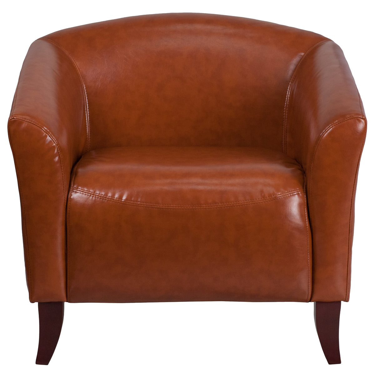 Cognac |#| Cognac LeatherSoft Chair with Cherry Wood Feet - Lobby & Guest Seating