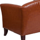 Cognac |#| Cognac LeatherSoft Chair with Cherry Wood Feet - Lobby & Guest Seating