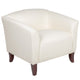 Ivory |#| Ivory LeatherSoft Chair with Cherry Wood Feet - Lobby or Guest Seating