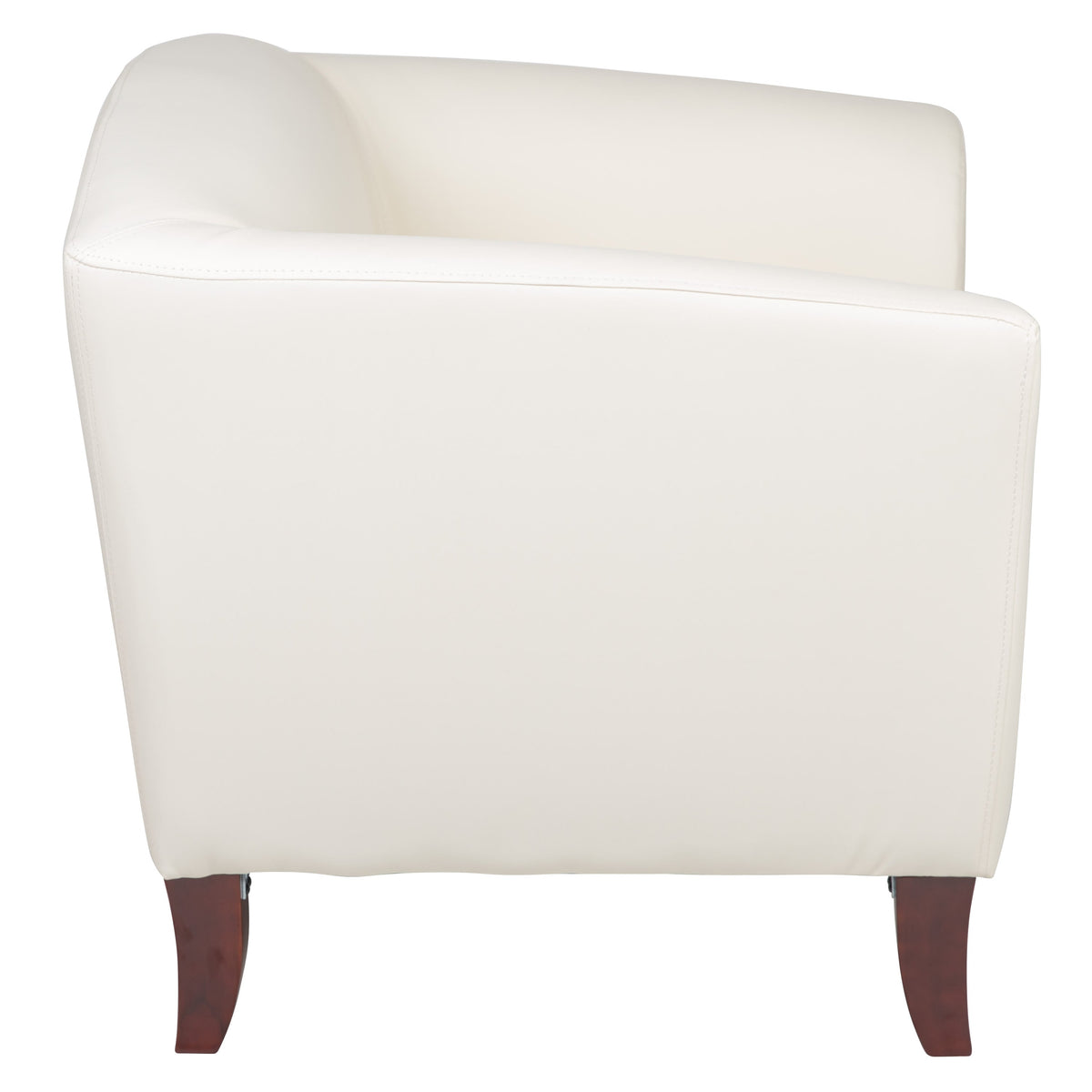 Ivory |#| Ivory LeatherSoft Chair with Cherry Wood Feet - Lobby or Guest Seating