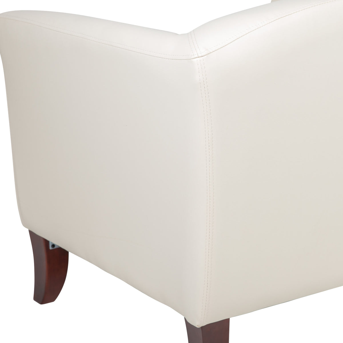 Ivory |#| Ivory LeatherSoft Chair with Cherry Wood Feet - Lobby or Guest Seating