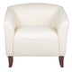 Ivory |#| Ivory LeatherSoft Chair with Cherry Wood Feet - Lobby or Guest Seating