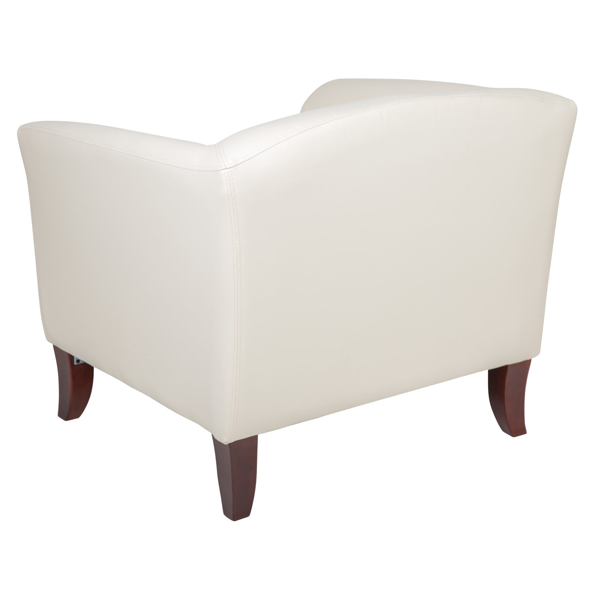 Ivory |#| Ivory LeatherSoft Chair with Cherry Wood Feet - Lobby or Guest Seating