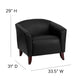 Black |#| Black LeatherSoft Chair with Cherry Wood Feet - Lobby or Guest Seating