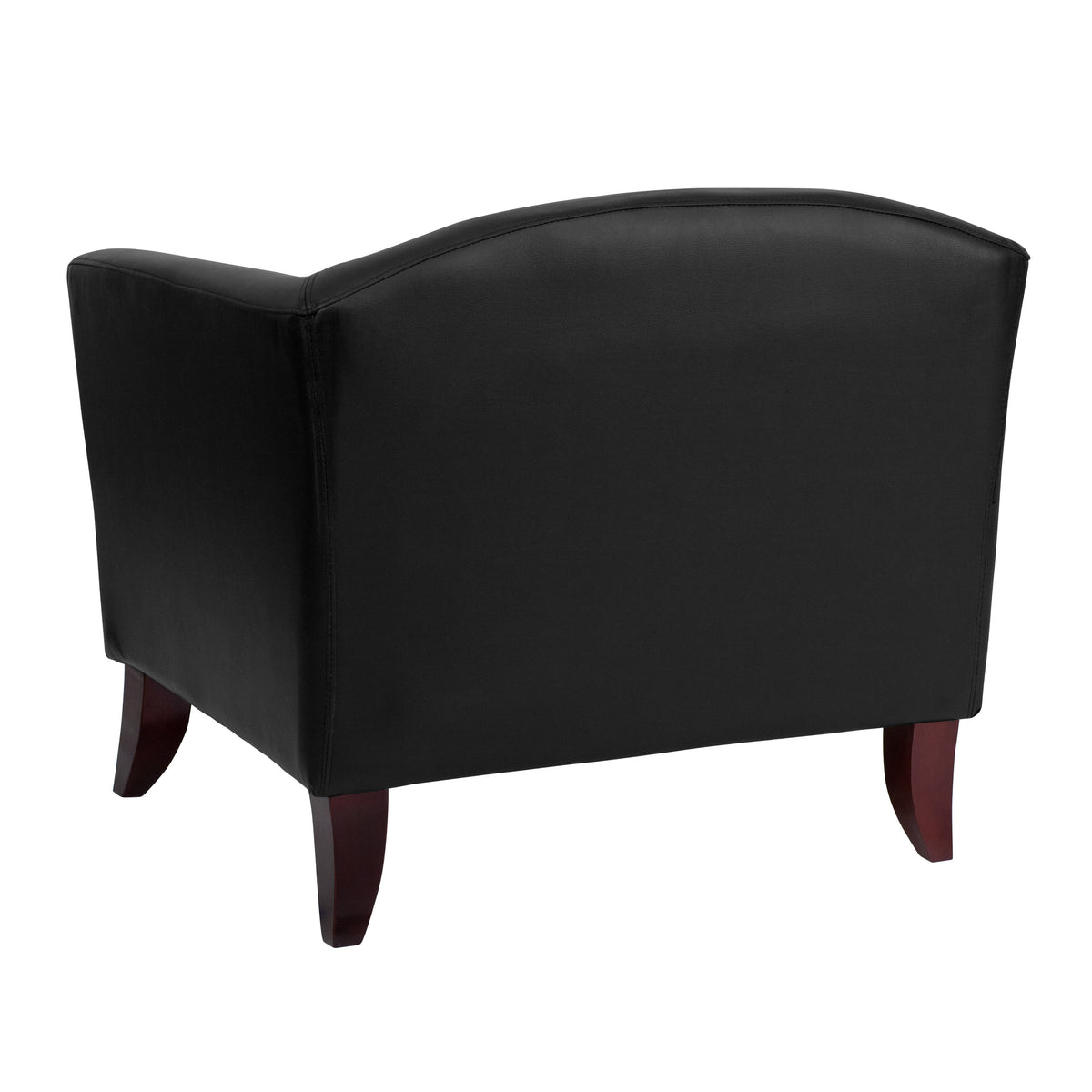 Black |#| Black LeatherSoft Chair with Cherry Wood Feet - Lobby or Guest Seating