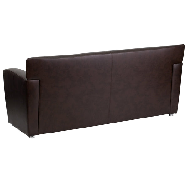 Brown |#| Brown LeatherSoft Sofa with Extended Panel Arms - Reception and Lounge Seating