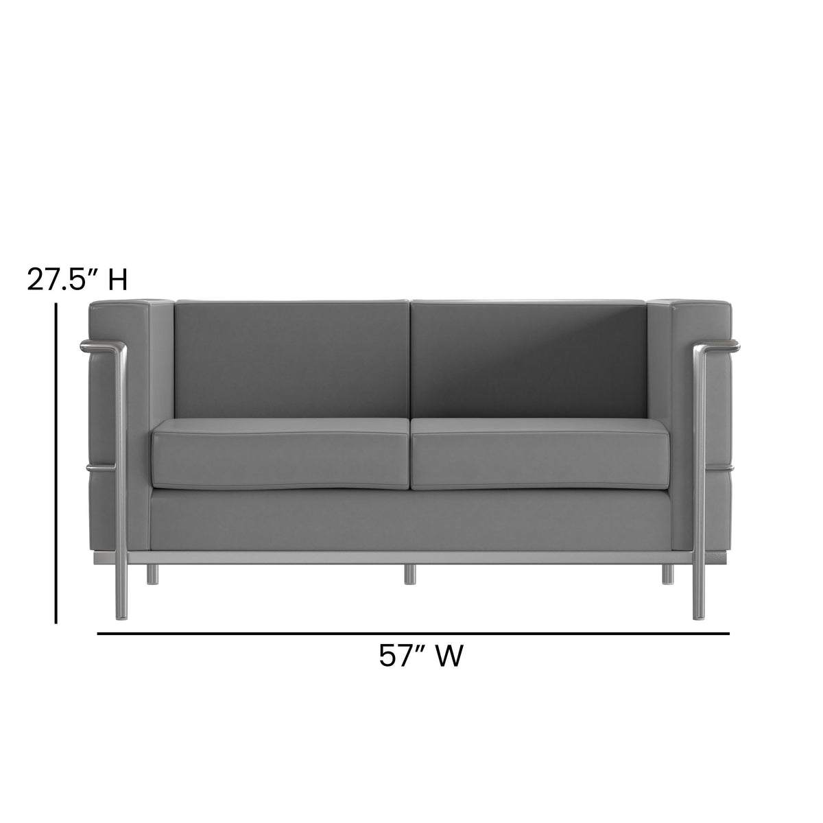 Gray |#| Gray LeatherSoft Reception Set with Double Bar Encasing Frame