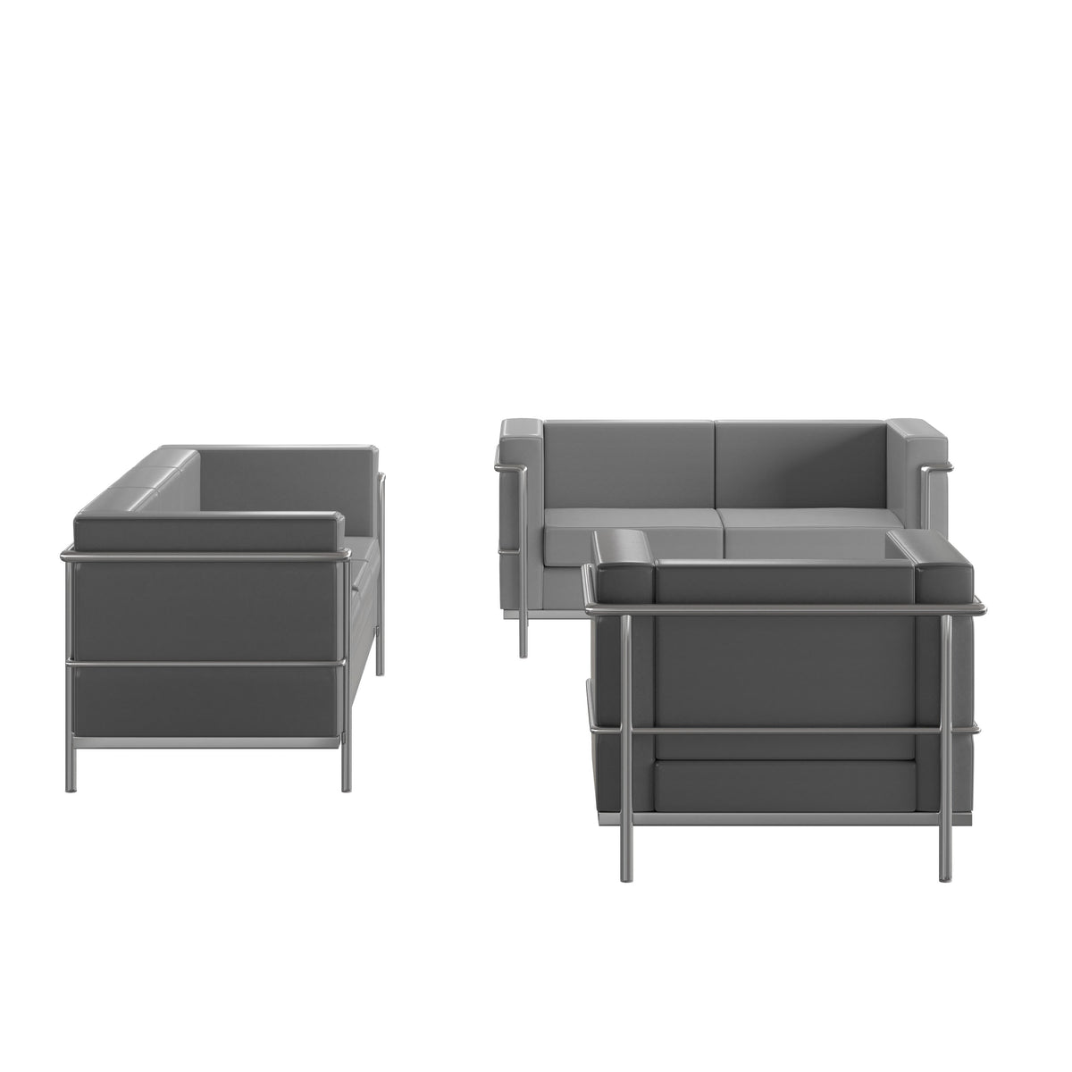 Gray |#| Gray LeatherSoft Reception Set with Double Bar Encasing Frame