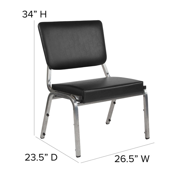 Black Vinyl |#| 1000 lb. Rated Black Antimicrobial Vinyl Bariatric Medical Reception Chair