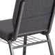 Dark Gray Fabric/Silver Vein Frame |#| 18.5inchW Church Chair in Dark Gray Fabric with Book Rack - Silver Vein Frame