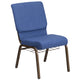 Blue Fabric/Gold Vein Frame |#| 18.5inchW Church Chair in Blue Fabric with Cup Book Rack - Gold Vein Frame