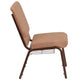 Caramel Fabric/Copper Vein Frame |#| 18.5inchW Church Chair in Caramel Fabric with Cup Book Rack - Copper Vein Frame