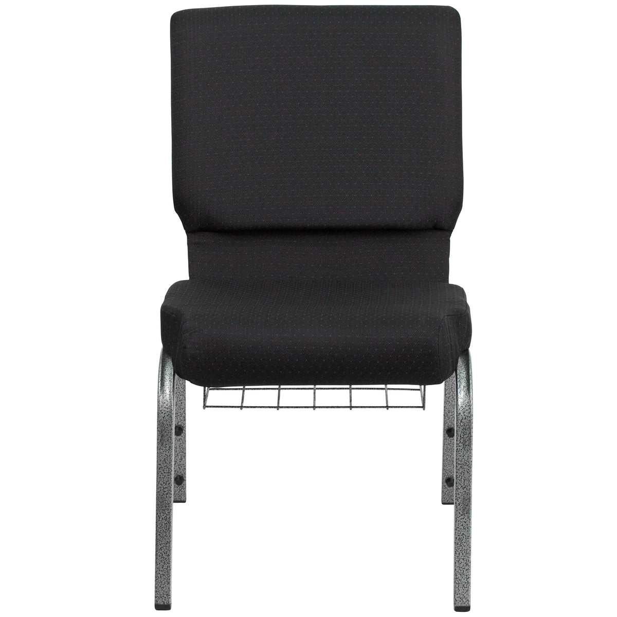 Black Patterned Fabric/Silver Vein Frame |#| 18.5inchW Church Chair in Black Patterned Fabric w/Cup Book Rack-Silver Vein Frame