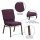 Plum Fabric/Gold Vein Frame |#| 18.5inchW Church Chair in Plum Fabric with Cup Book Rack - Gold Vein Frame