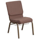 Brown Dot Fabric/Gold Vein Frame |#| 18.5inchW Church Chair in Brown Dot Fabric with Book Rack - Gold Vein Frame