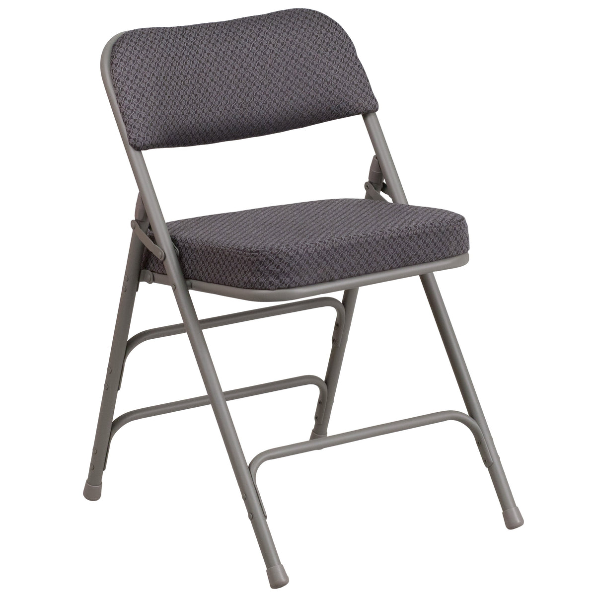 Gray |#| 18inchW Premium Triple Braced & Double Hinged Gray Fabric Metal Folding Chair