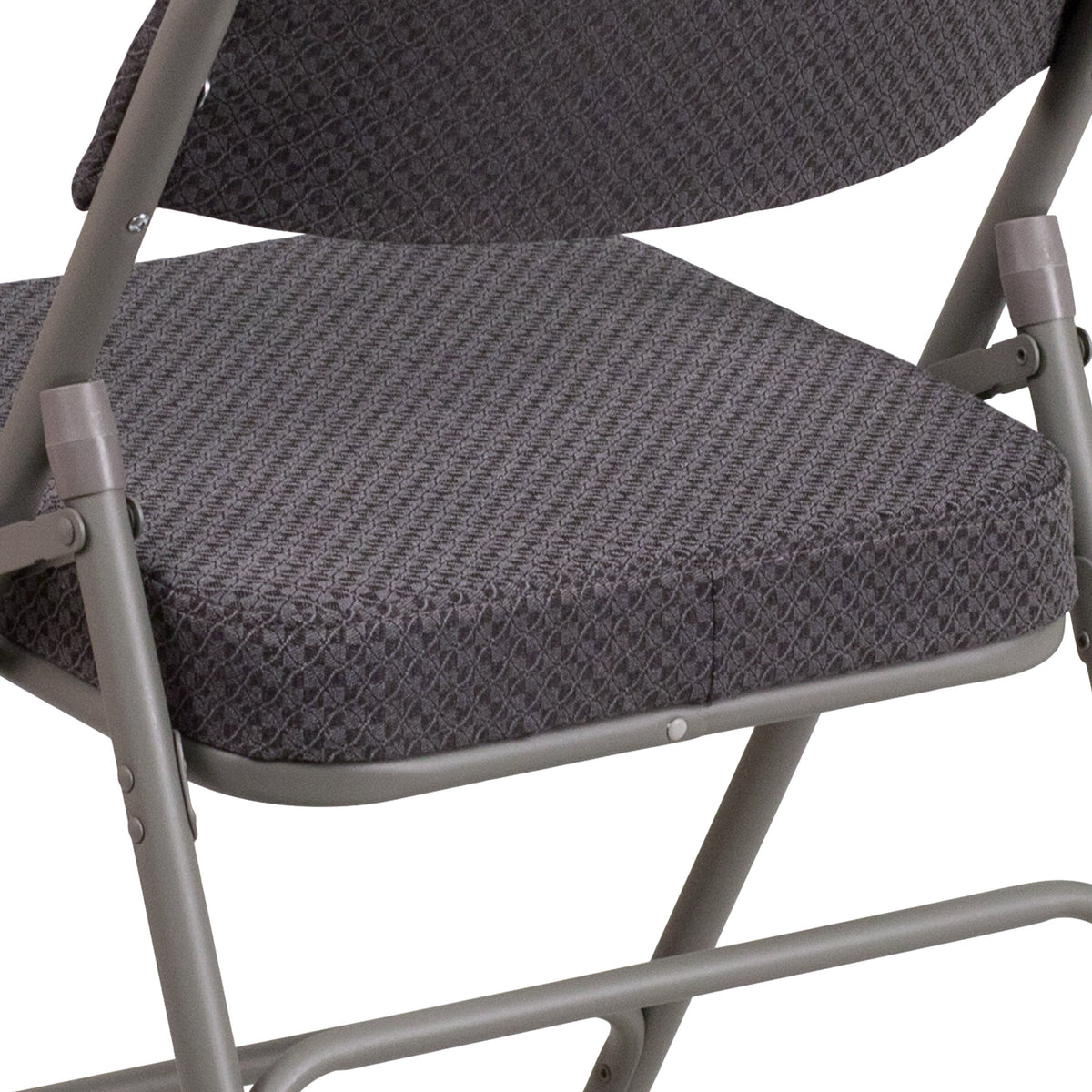 Gray |#| 18inchW Premium Triple Braced & Double Hinged Gray Fabric Metal Folding Chair