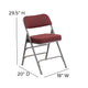 Burgundy |#| 18inchW Premium Triple Braced & Double Hinged Burgundy Fabric Metal Folding Chair