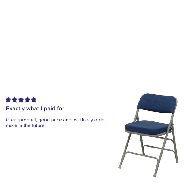 Navy |#| 18inchW Premium Triple Braced & Double Hinged Navy Fabric Metal Folding Chair