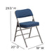 Navy |#| 18inchW Premium Triple Braced & Double Hinged Navy Fabric Metal Folding Chair