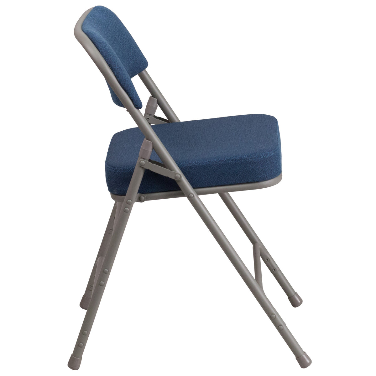 Navy |#| 18inchW Premium Triple Braced & Double Hinged Navy Fabric Metal Folding Chair