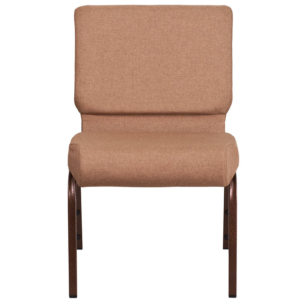 Caramel Fabric/Copper Vein Frame |#| 21inchW Stacking Church Chair in Caramel Fabric - Copper Vein Frame