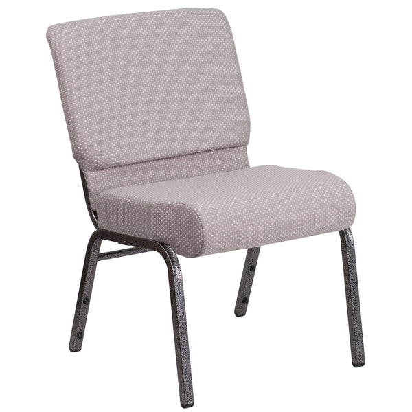 Gray Dot Fabric/Silver Vein Frame |#| 21inchW Church Chair in Gray Dot Fabric - Silver Vein Frame